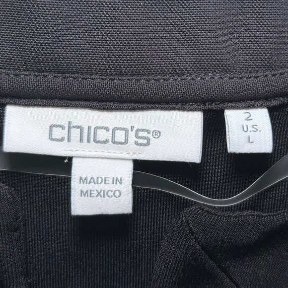 Chico's Black 3/4 Sleeve Notch Collar Tunic 2 Large Travelers - Picture 7 of 12